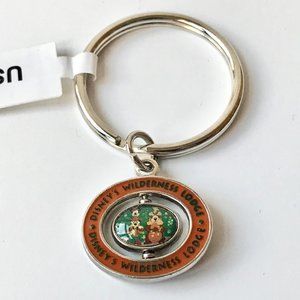 Vintage Disney Wilderness Lodge Resort Hotel Keychain Humphrey Bear Mickey